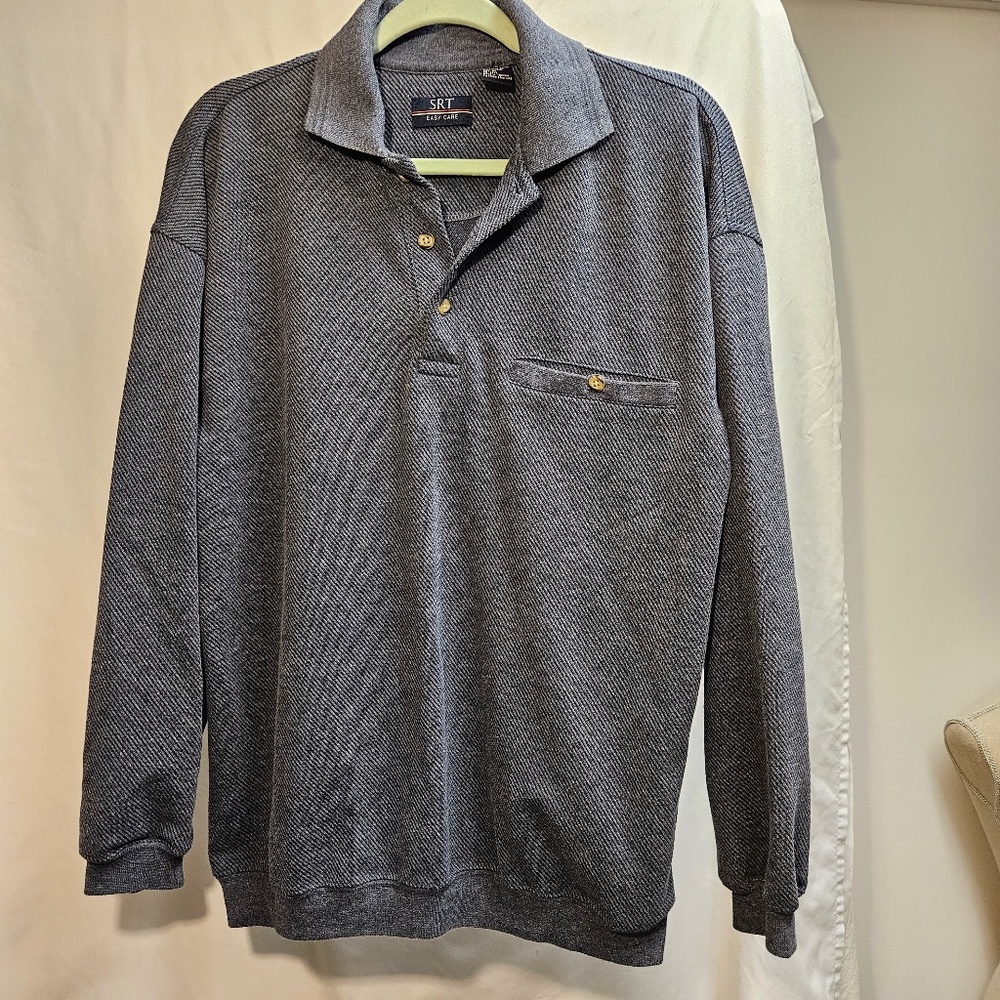 2for$20 SRT easy care blue pull over collar button down golf business casual med